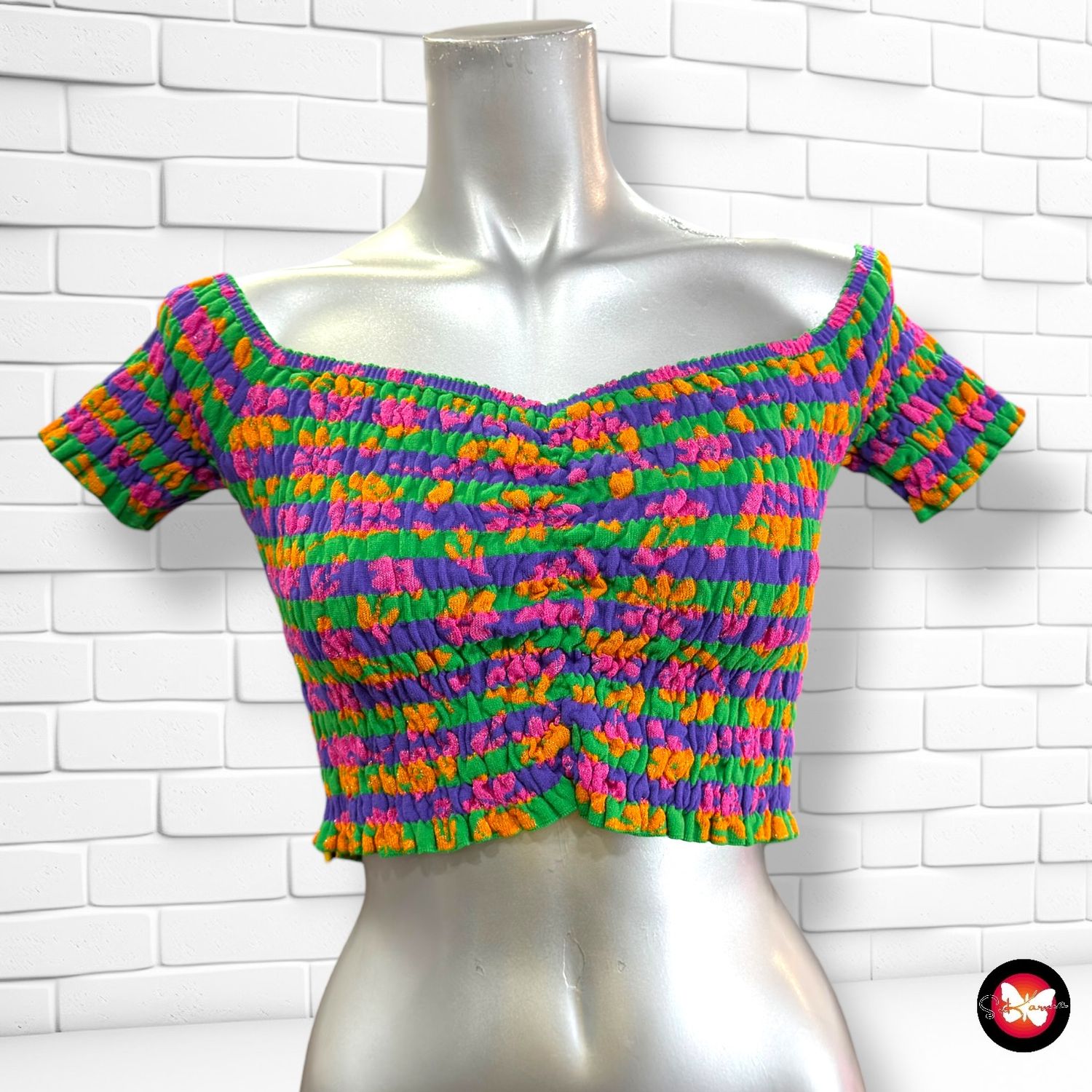 **HOY** Blusa cropped fruncida PRIMARK Talla S