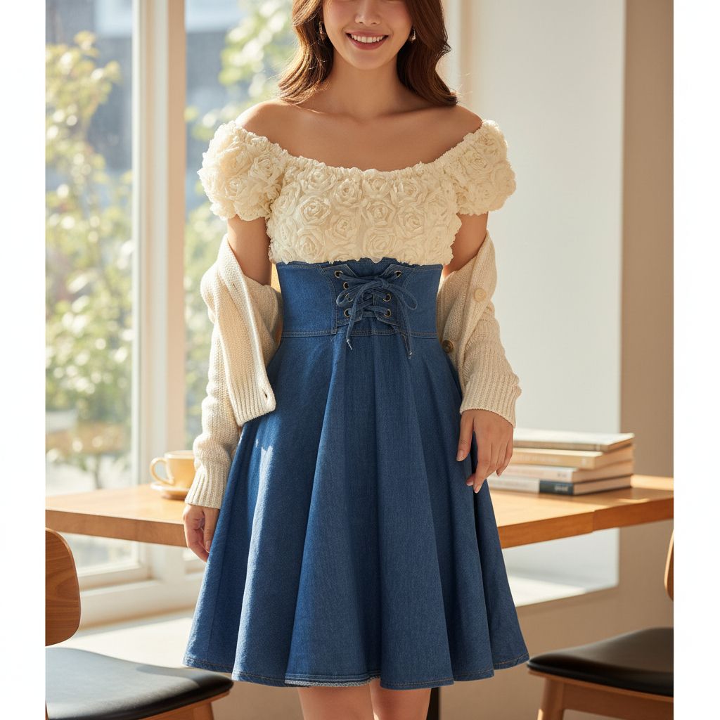 Vestido vaquero con florecitas Talla S