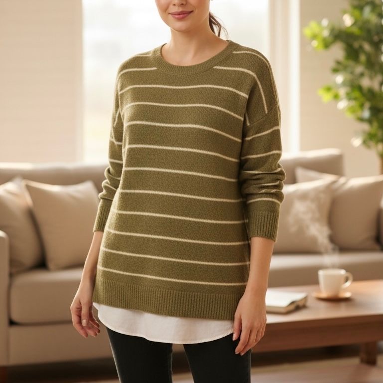 Jersey de manga larga de rayitas con bajo blusa SPINGFIELD Talla XL