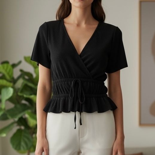 Blusa cropped plisada PULL&amp;BEAR Talla S