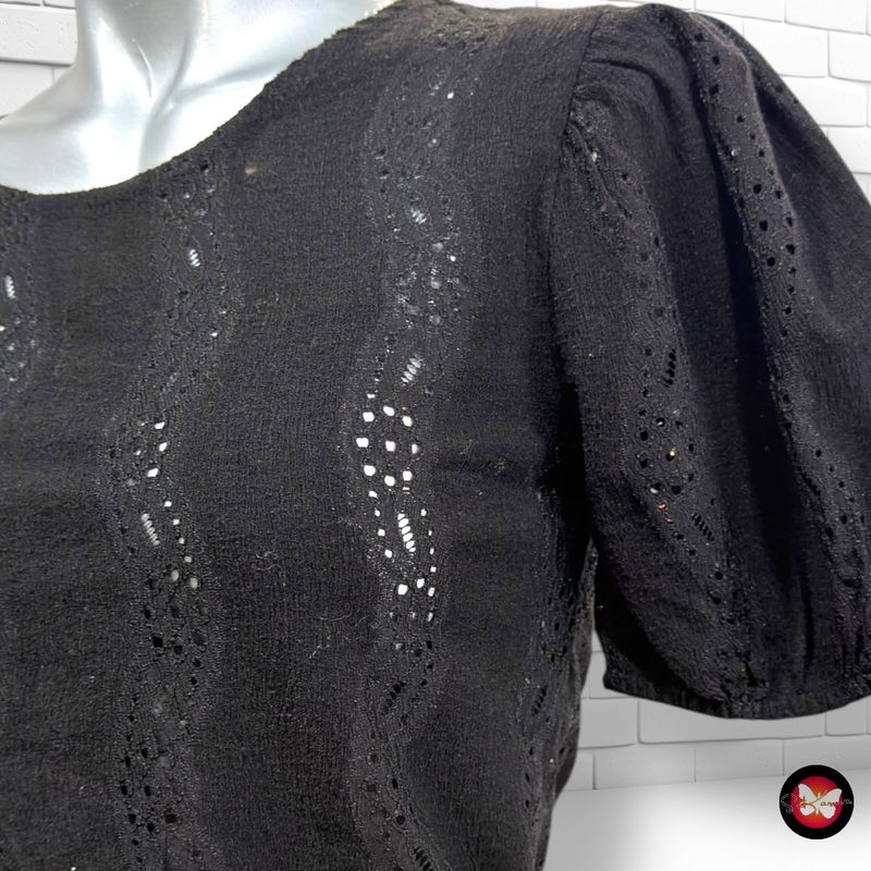Blusa caladita de mangas abullonadas ZARA color Negro Talla S