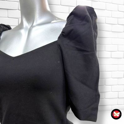 **HOY** Blusa cropped con mangas abullonadas H&amp;M color Negro Talla XS