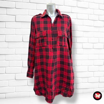 **HOY** Blusón de cuadros ZARA color Negro y rojo Talla M