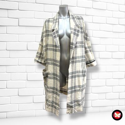 MAXI Blazer de cuadros SCALPERS color Crema y negro Talla S