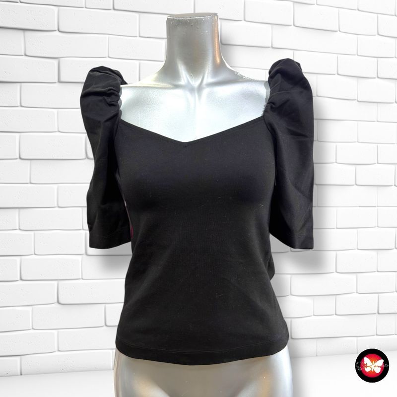 Blusa cropped con mangas abullonadas H&amp;M color Negro Talla XS