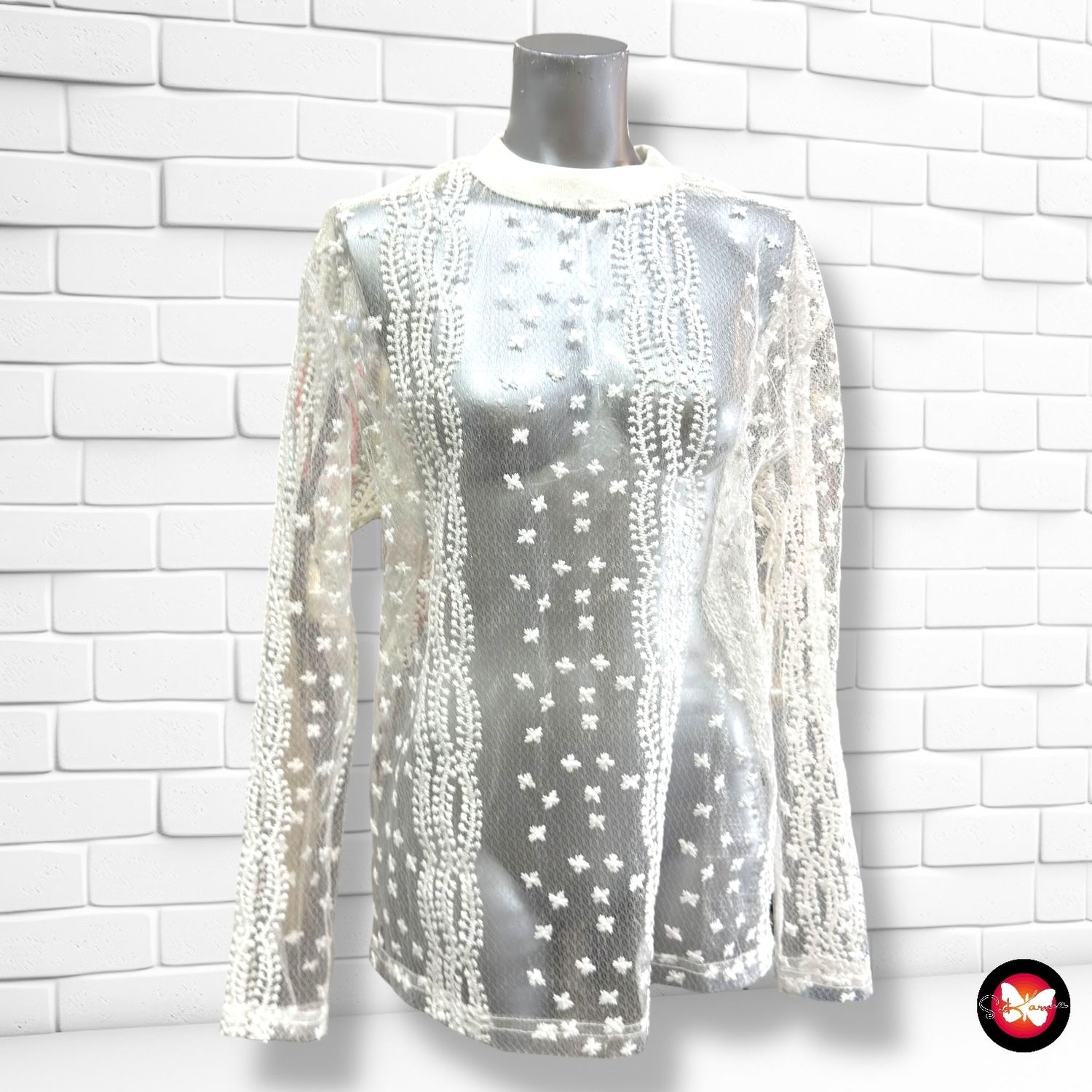 **HOY** Blusa traslúcida de encaje ASOS color Blanco Talla XS