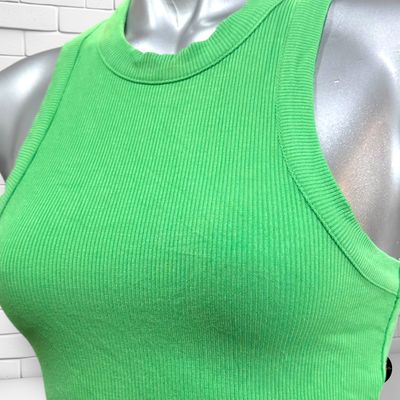 **HOY** Camiseta cropped canalé LOAVIES color Verde Talla XS