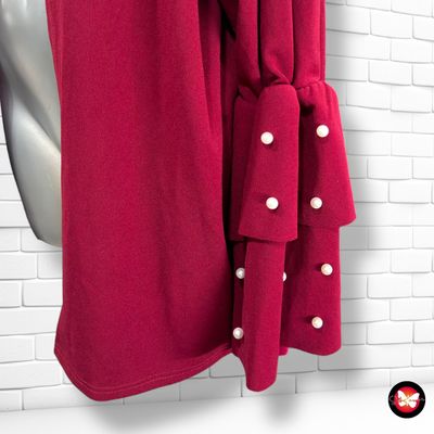 **HOY** Chaqueta mangas campana con perlitas SHEIN color Granate Talla 0XL