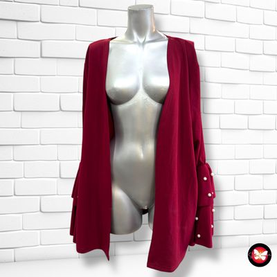 **HOY** Chaqueta mangas campana con perlitas SHEIN color Granate Talla 0XL