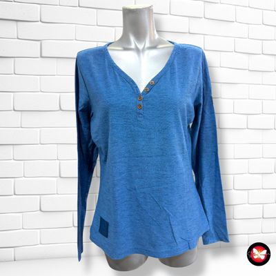 **HOY** Camiseta de manga larga con botones color Azul Talla S