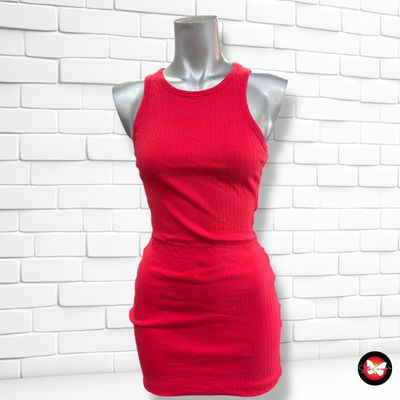 **HOY** Vestido de tirantes canalé SHEIN color Rojo Talla S