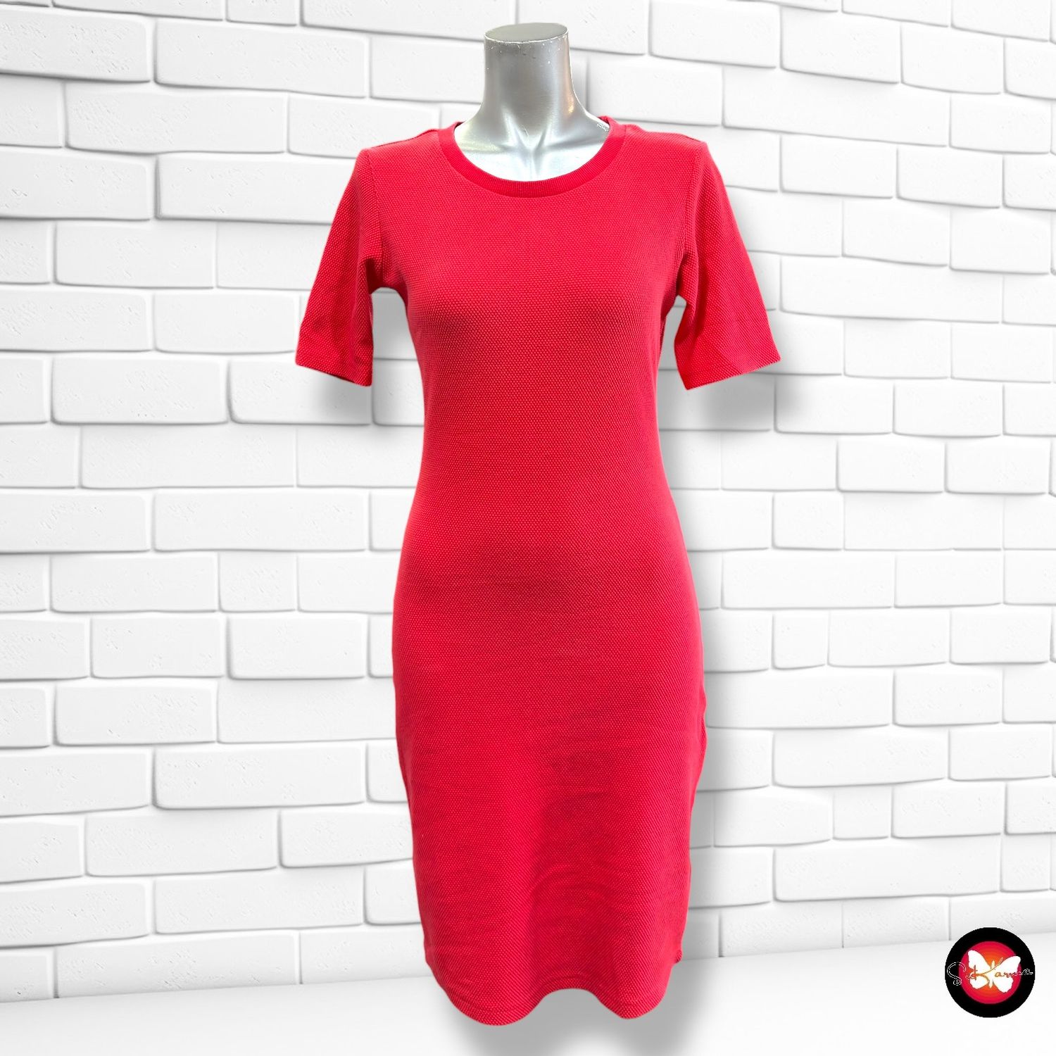 Vestido de manga corta BIEN BLEU color Fresa Talla S