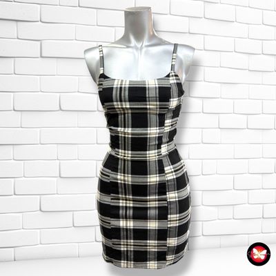 Vestido de tirantes de cuadros DIVIDED color Negro y blanco Talla 32