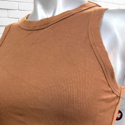 **HOY** Vestido de tirantes canalé ANKO color Marrón Talla 34 (6UK)