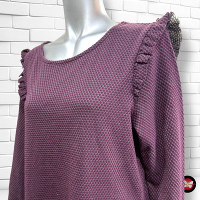 **HOY** Vestido de entretiempo con volantito YESSICA color Uva y gris Talla 40/42