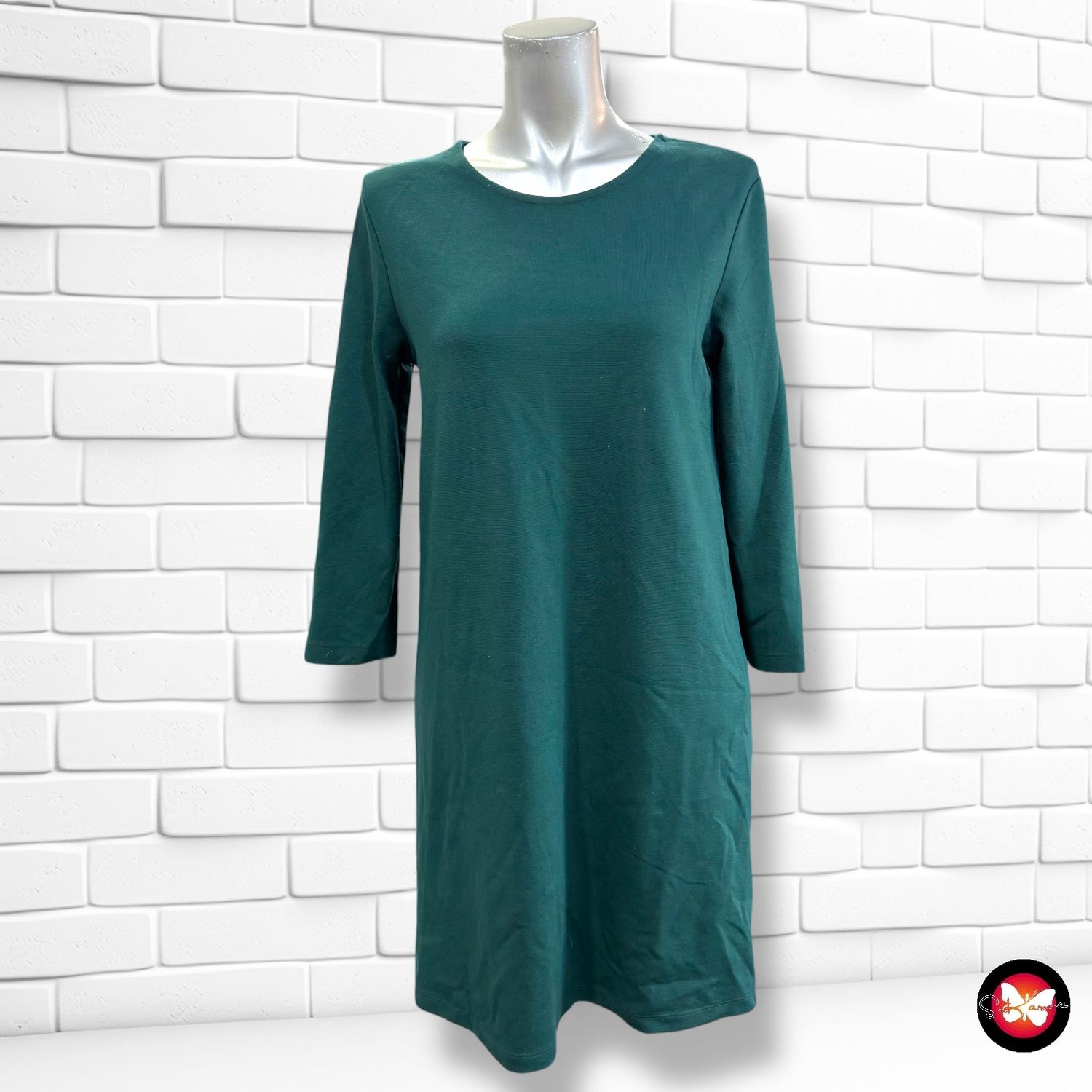 **HOY** Vestido básico de media manga STRADIVARIUS color Verde Talla M