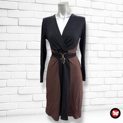 **HOY** Vestido escote cruzado CHRISPER color Negro y marrón Talla M