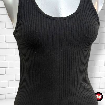 **HOY** Vestido largo canalé de tirantes H&M color Negro Talla S