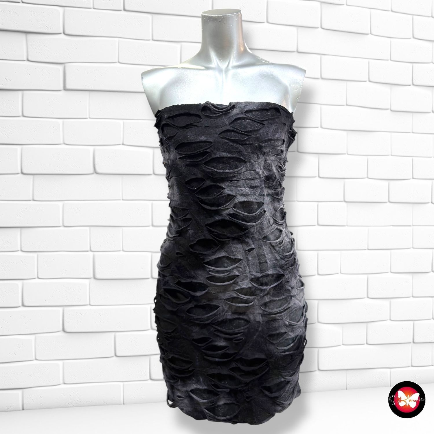**HOY** Vestido palabra de honor FB SISTER color Negro y gris Talla M