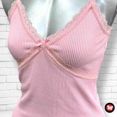 **HOY** Vestido de tirantes canalé con encaje DIVIDED color Rosa Talla S