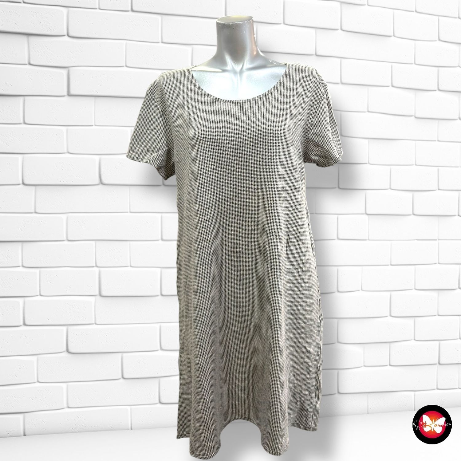 **HOY** Vestido de entretiempo mini pata de gallo SHANA color Negro y blanco Talla L