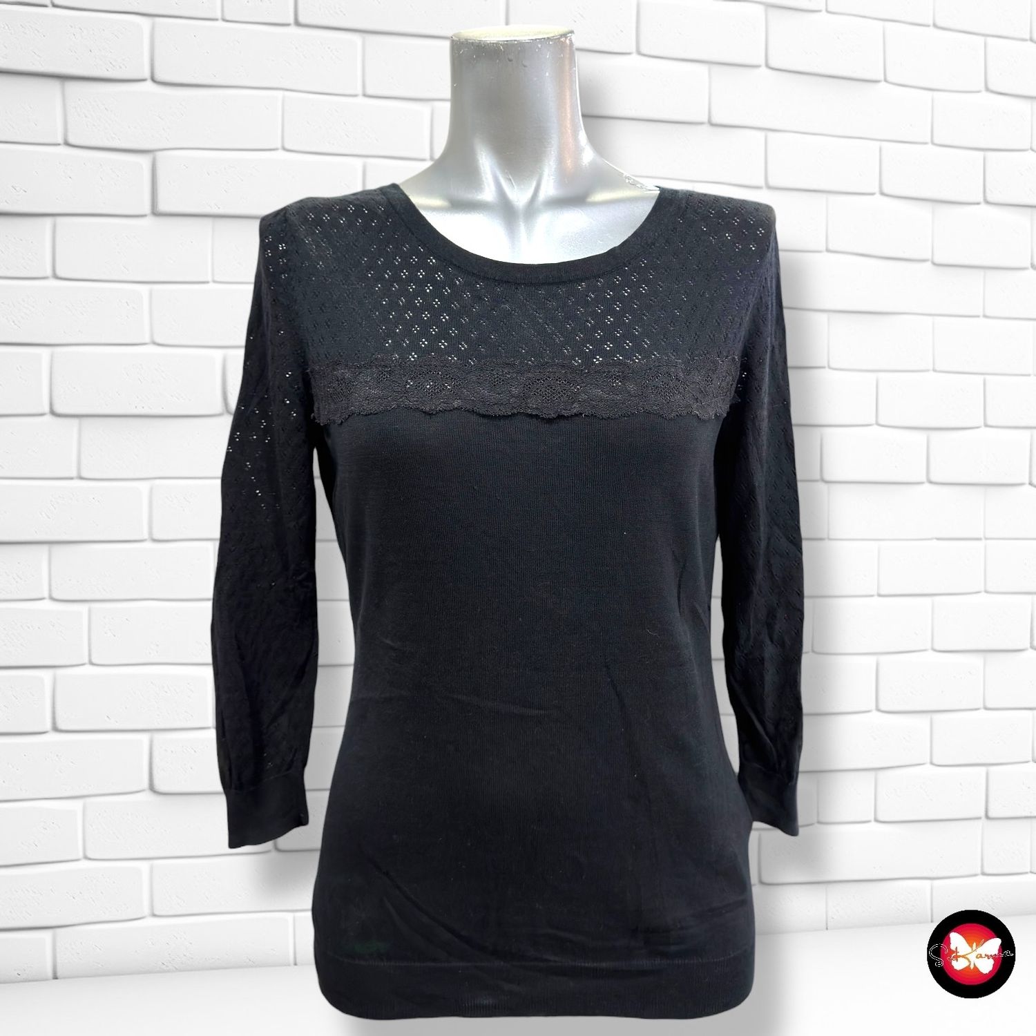 **HOY** Jersey de media manga caladito con encaje H&amp;M Talla S