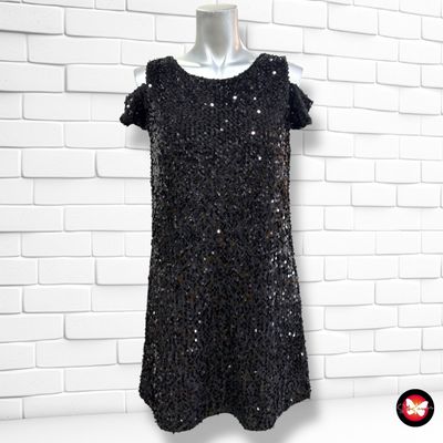 **HOY** Vestido de noche de lentejuelas y hombros descubiertos LH color Negro Talla 14 años