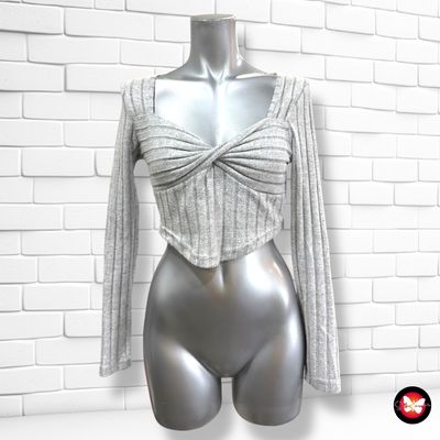 **HOY** Jersey de manga larga cropped canalé SHEIN Talla S