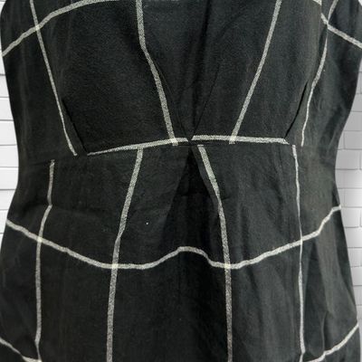 **HOY** Vestido de lino de cuadros PROMOD color Negro y blanco Talla M/L