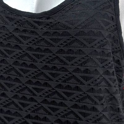 **HOY** Blusa traslúcida con terciopelo y flecos FB SISTER color Negro Talla S