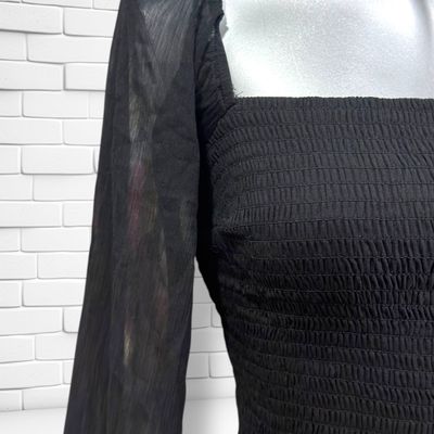 Blusa escote barco con mangas de gasa HOLLISTER color Negro Talla S