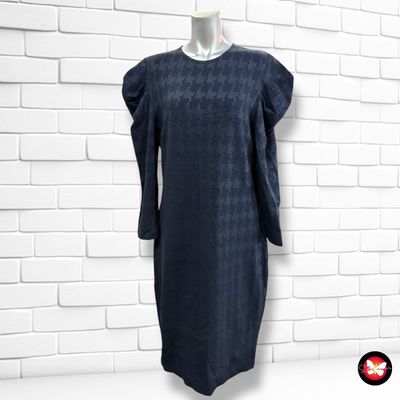 **HOY** Vestido de punto con mangas abullonadas pata de gallo ANA ALCAZAR color Azul marino Talla 42