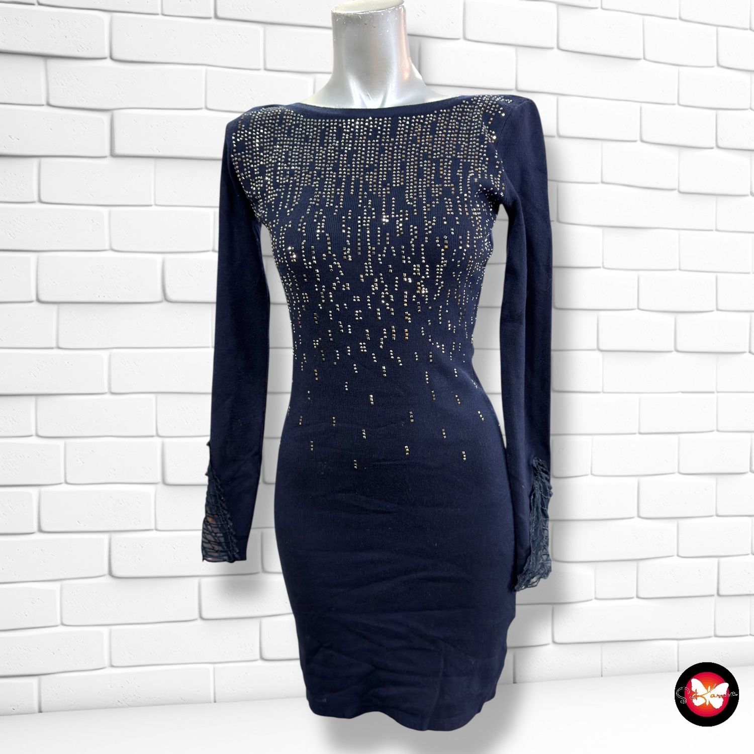 **HOY** Vestido de punto con brillo  color Azul marino Talla S