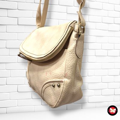 **HOY** Bolso bandolera de piel  color Crema Talla MEDIANO