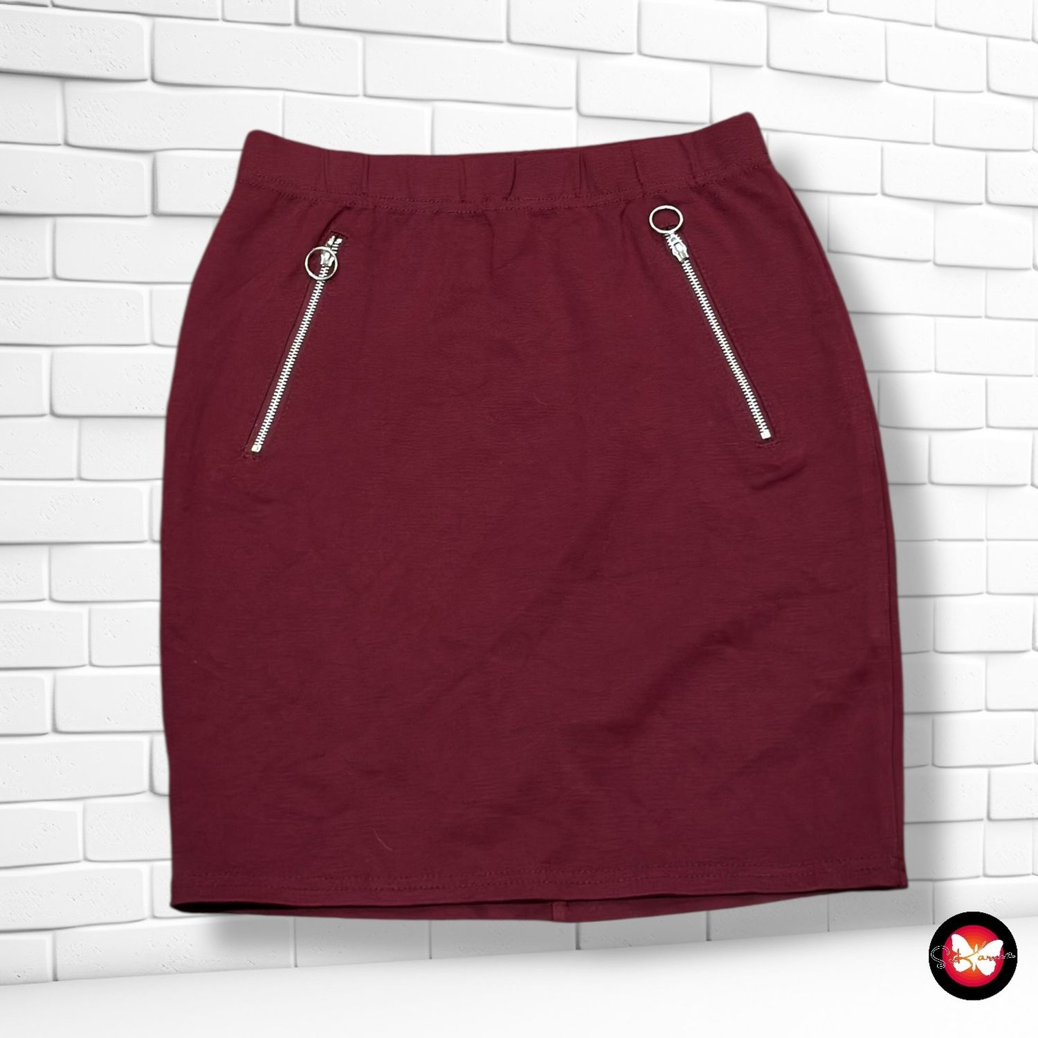 **HOY** Falda básica con cremalleras  JANINA color Granate Talla 36