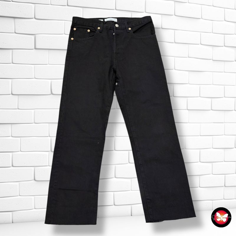 **HOY** Pantalón vaquero ancho de pierna MANGO color Negro Talla 38