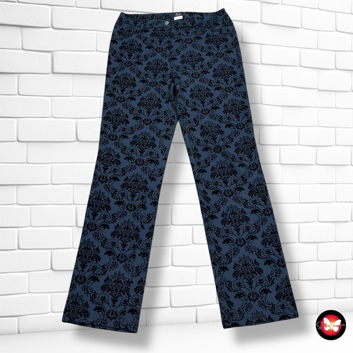 **HOY** Pantalón de vestir con terciopelo PAOLA! color Azul y negro Talla 40