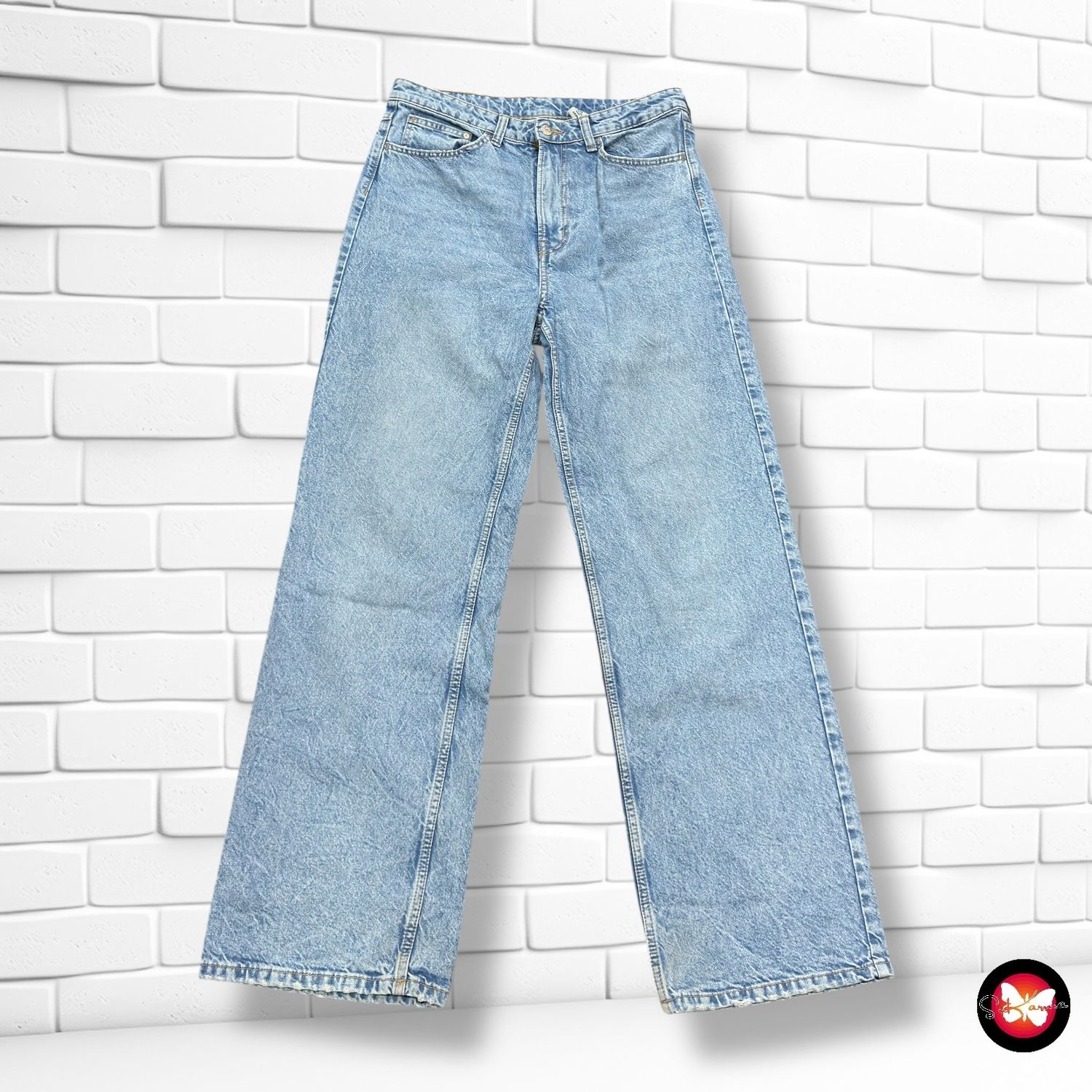 **HOY** Pantalón vaquero ancho de pierna H&amp;M color Azul Talla 42