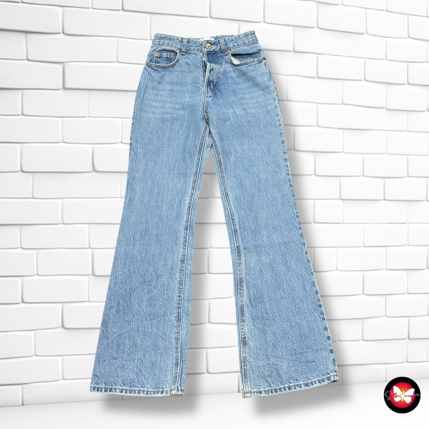 **HOY** Pantalón vaquero ancho de pierna H&amp;M color Azul Talla 34