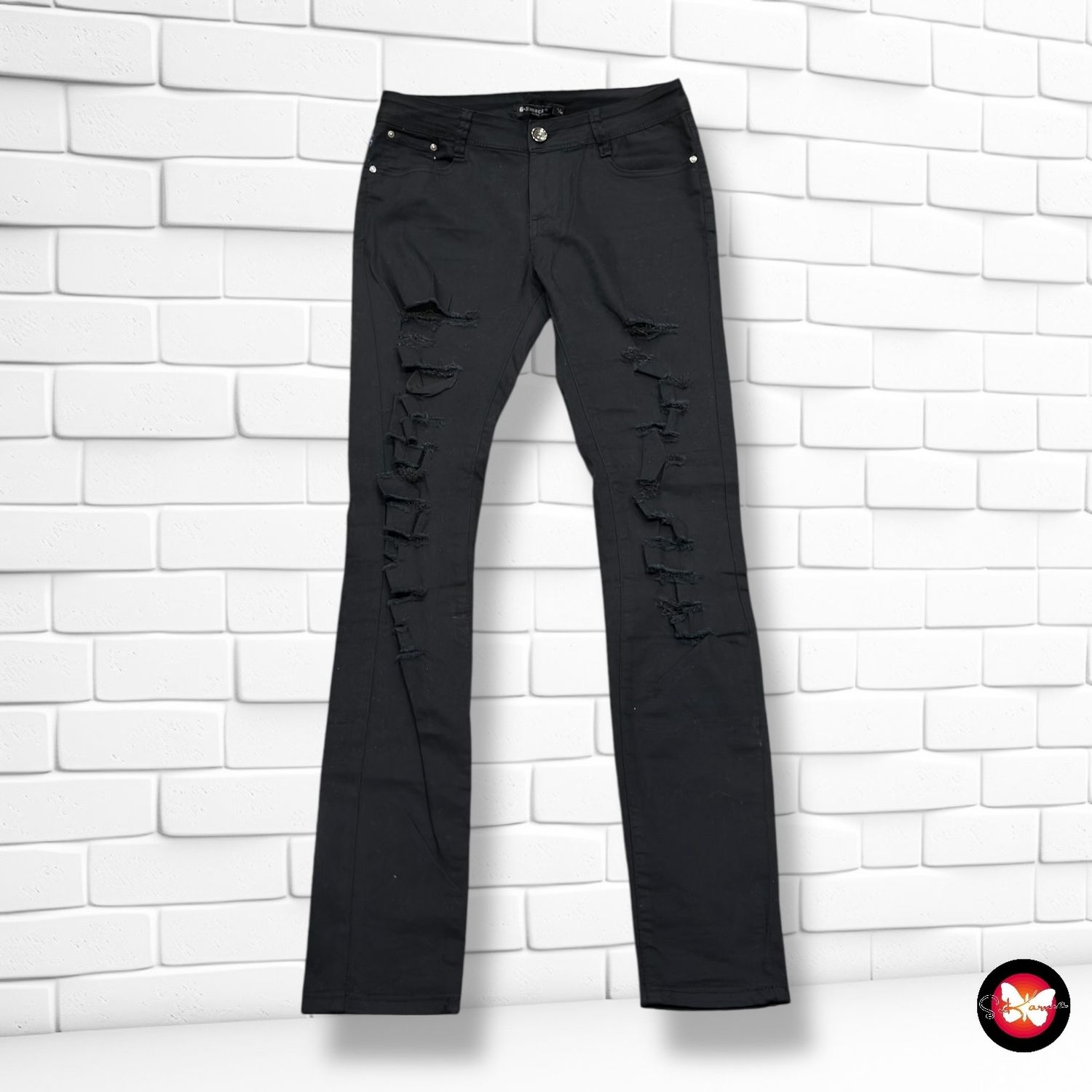 **HOY** Pantalón vaquero con rotitos  color Negro Talla L