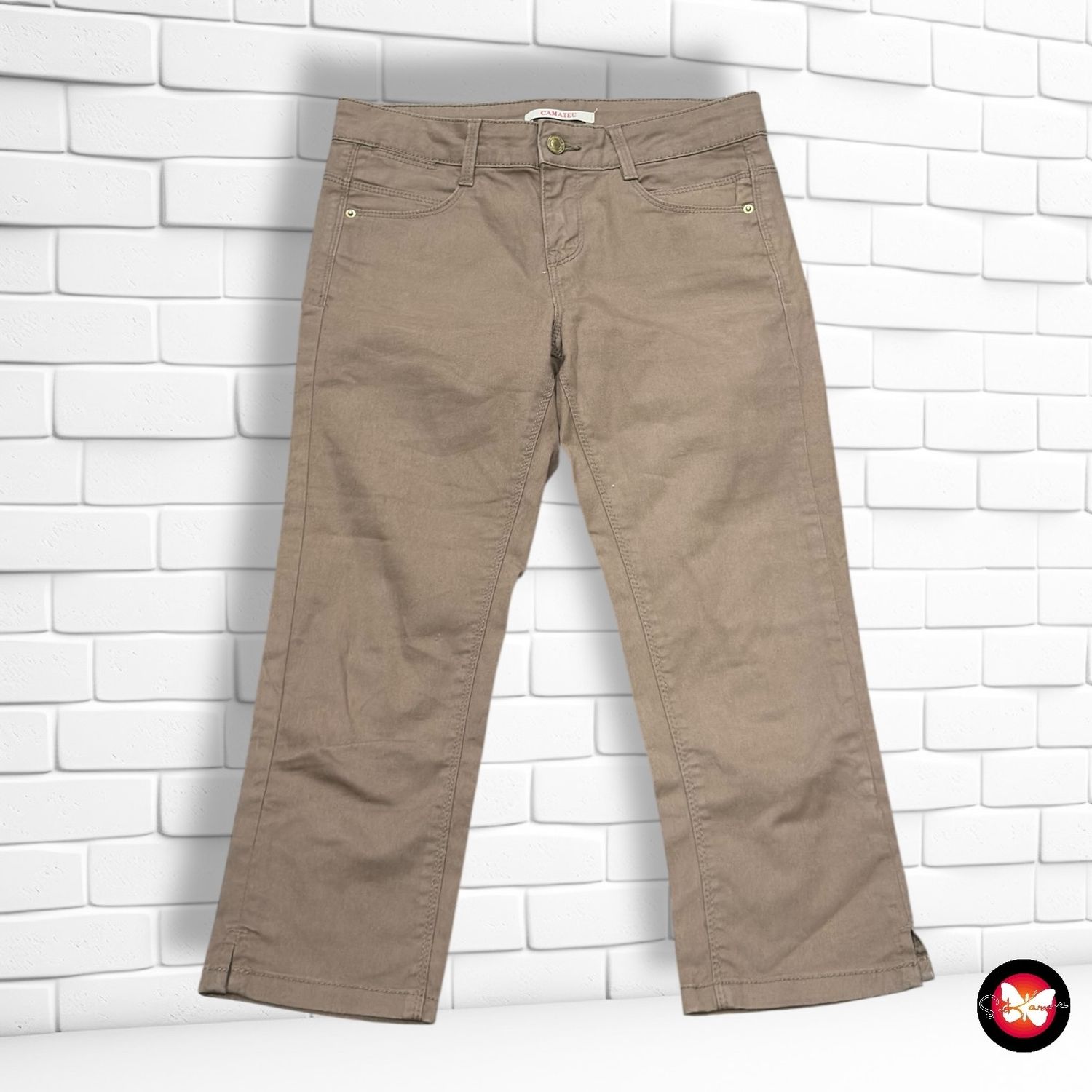 **HOY** Pantalón vaquero pirata CAMAÏEU color Camel Talla S