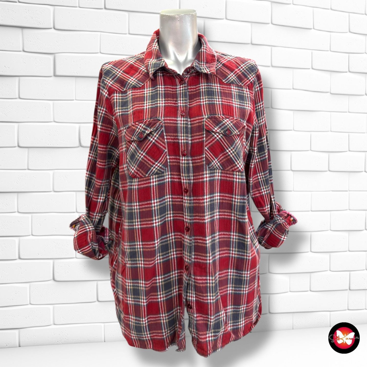 **HOY** Camisa de cuadros NOISY MAY color Rojo y azul Talla XL