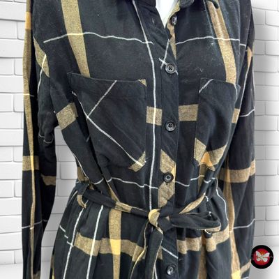 Vestido camisero de cuadros  color Negro y camel Talla M/L