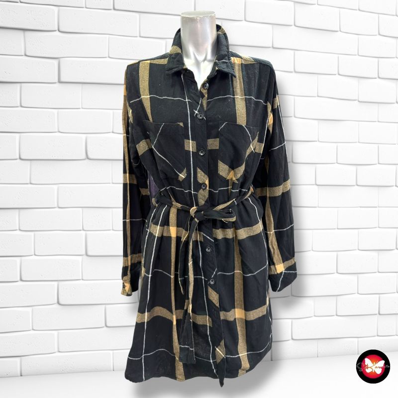 **HOY** Vestido camisero de cuadros  color Negro y camel Talla M/L