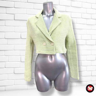 **HOY** Chaqueta de punto tipo tweed cropped  color Verde Talla ÚNICA