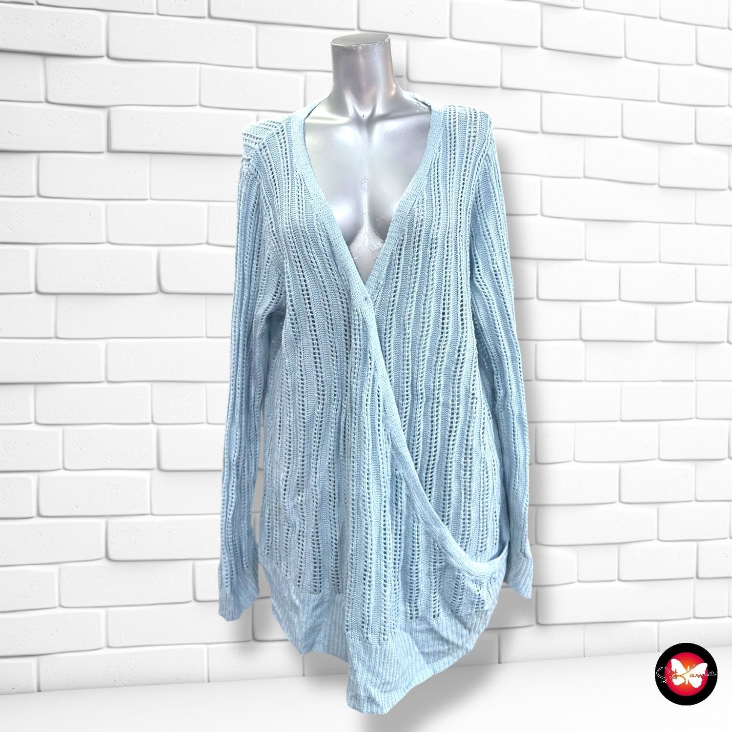 **HOY** Jersey de ganchillo cruzado BODY FLIRT color Celeste Talla 48/50