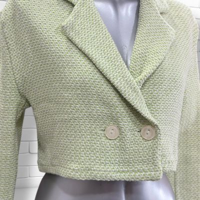 **HOY** Chaqueta de punto tipo tweed cropped  color Verde Talla ÚNICA