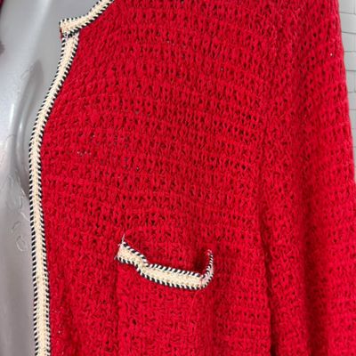 **HOY** Chaqueta de punto con ribetes SFERA COLLECTION color Rojo y beige Talla L