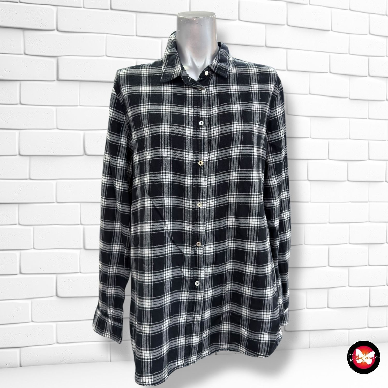 **HOY** Camisa de cuadros H&amp;M color Negro y blanco Talla 36