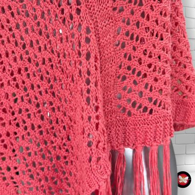 **HOY** Poncho de ganchillo FÓRMULA JOVEN color Coral Talla S/M